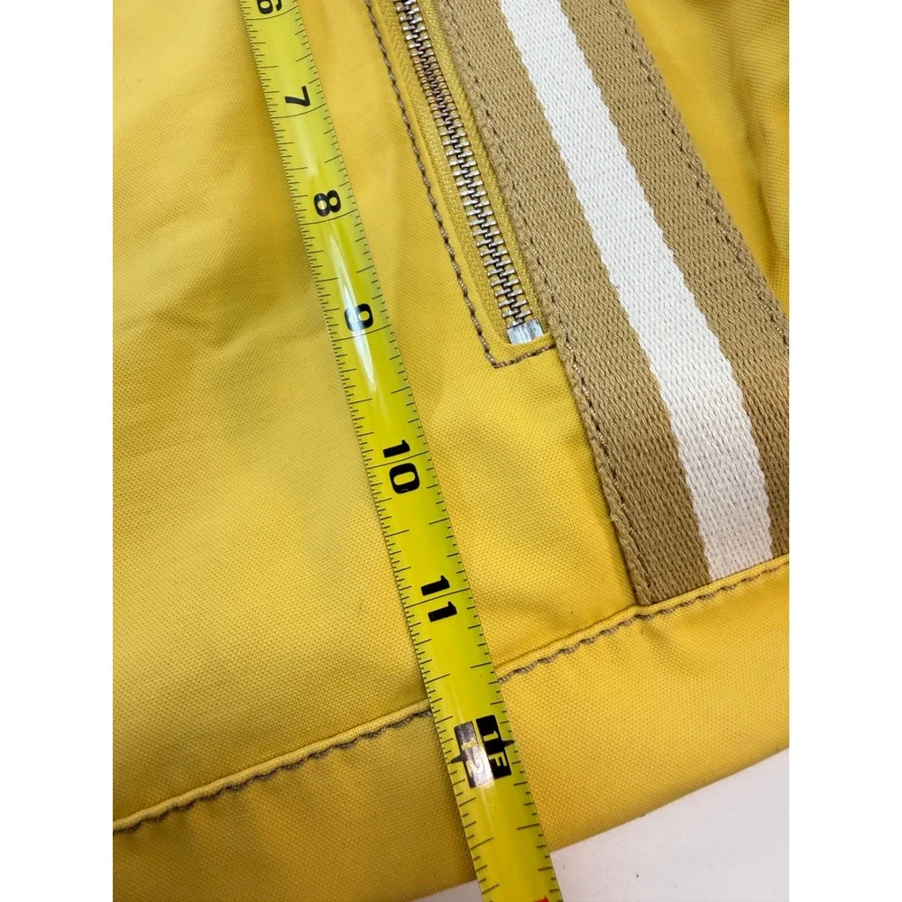 Fossil Key Per Duffle Satchel Yellow Nylon Leather Trim Crossbody Bag